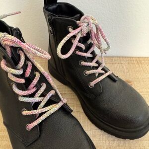 Art Class Black Boots with Multicolor Laces